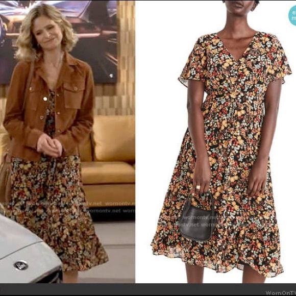 Madewell Dresses & Skirts - NEW Madewell Doman-Sleeve Ruffle-Hem Dress in Flower Garden